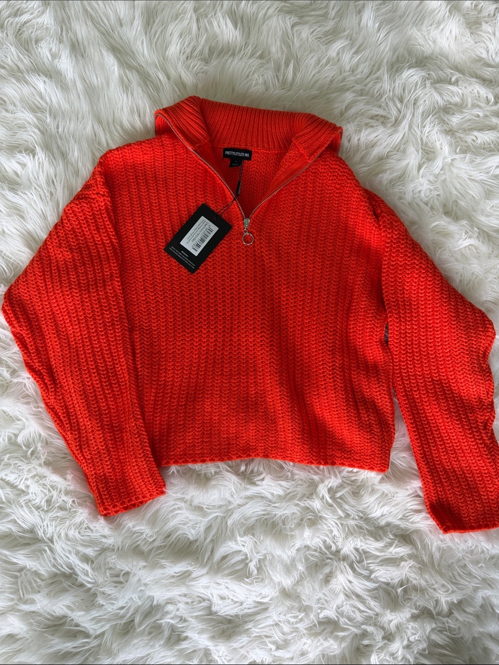 NWT Orange Quarter Zip Sweater